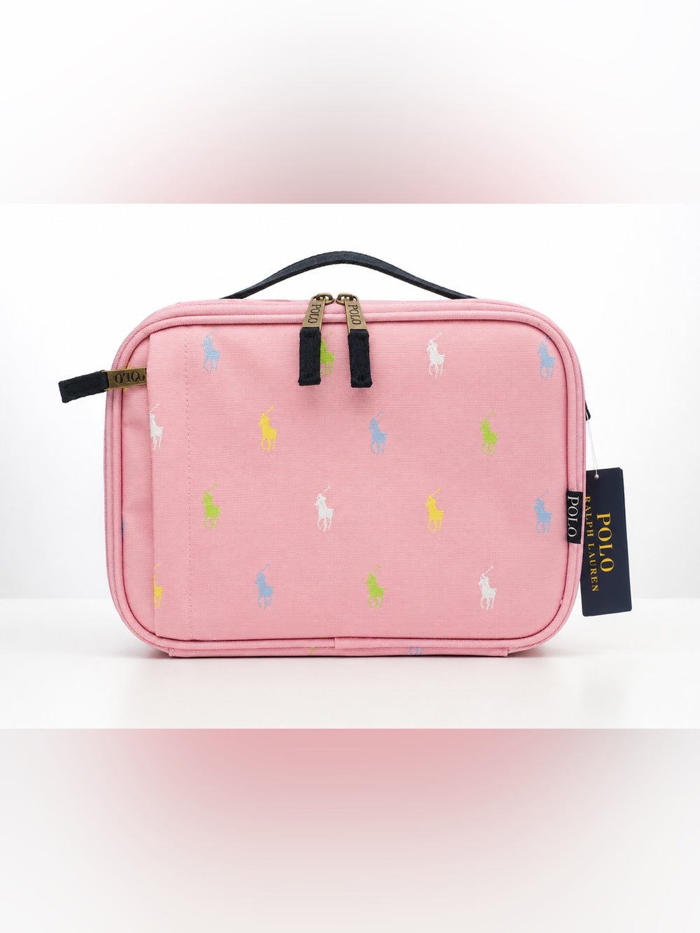 Polo Ralph Lauren Girls Carmel Pink Multi Pony Molded Lunch Tote Bag NWT